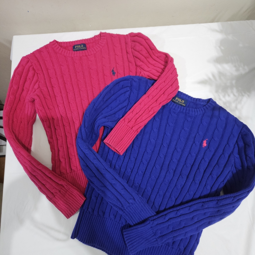 BUNDLE - Girls Polo by Ralph Lauren Kids Cable Knit Sweaters